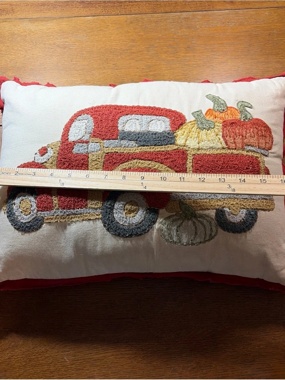 The Prairie by Rachel Ashwell Fall Truck Pumpkin Embroidered Throw Pillow